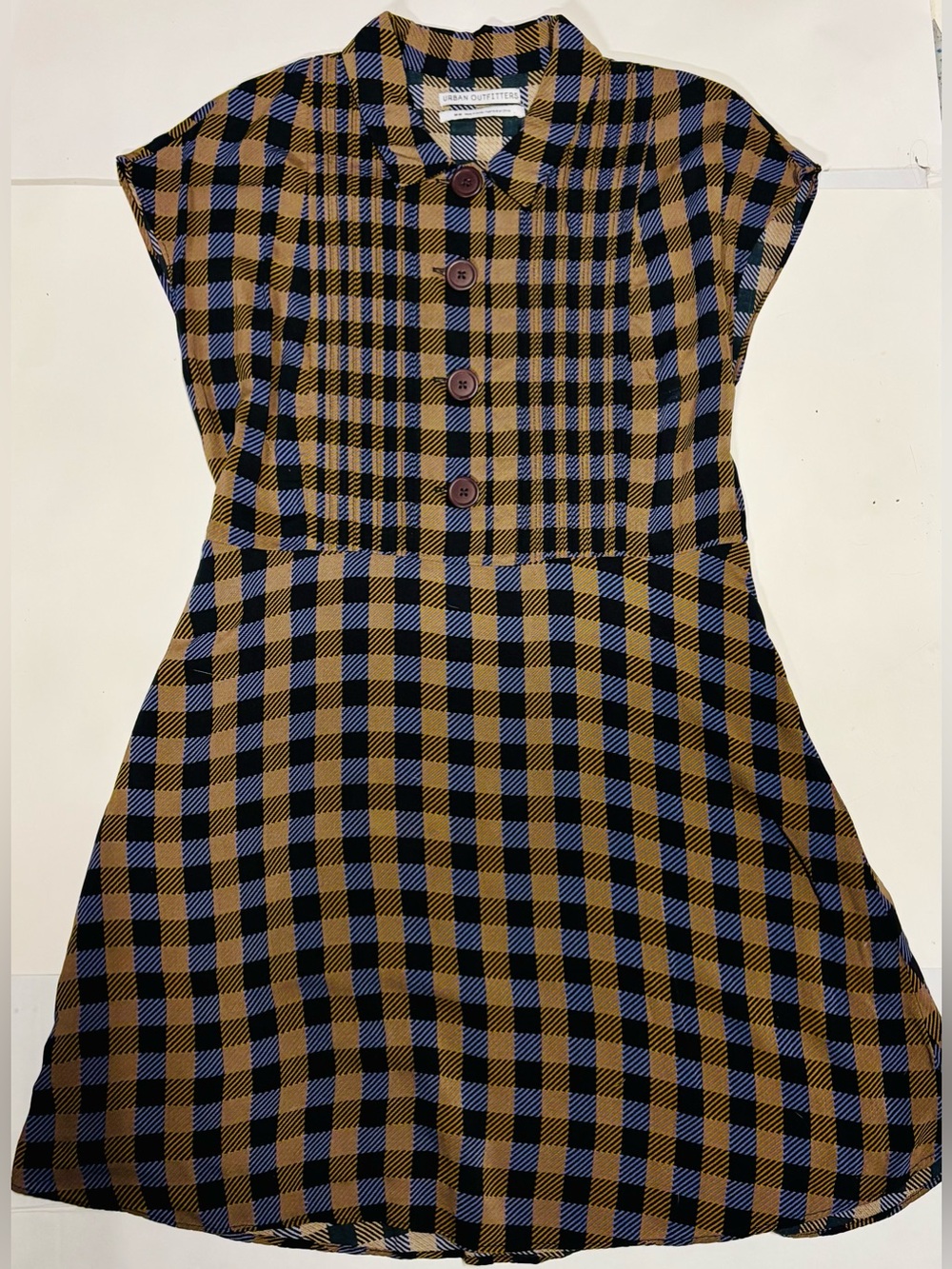 NWOT Urban Outfitters Nancy Plaid /Checkered Mini/Midi Shirt Dress, 90s Grunge